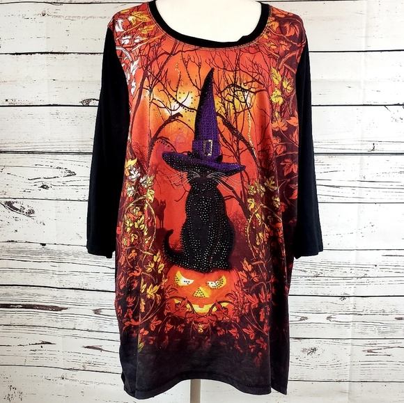 Onque Casuals Tops - Halloween Black Cat Shirt Sooo Spooky!!! 1X